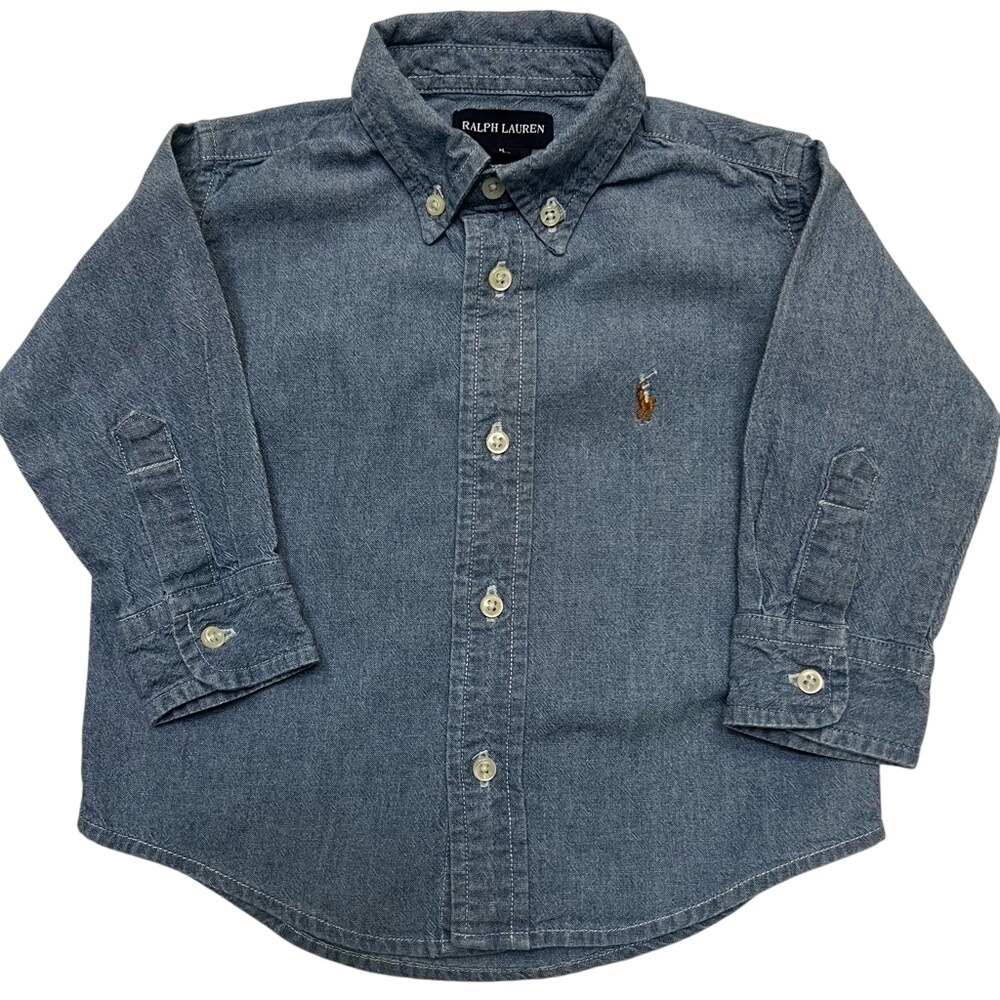 Ralph Lauren Kid's Blue Denim Button Down Shirt Baby‎ Size 6-12 Months